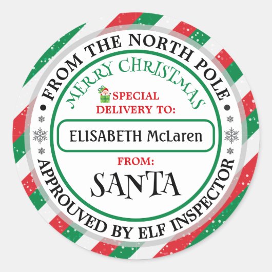 Custom Santa Claus Name Sticker — North Pole Works (Devant)