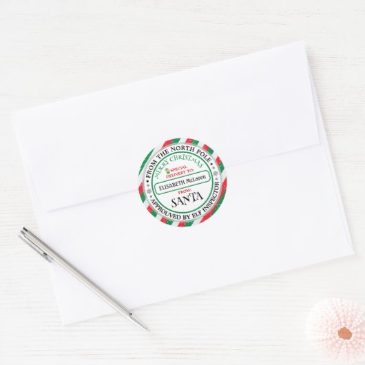 Custom Santa Claus Name Sticker — North Pole Works (Enveloppe)