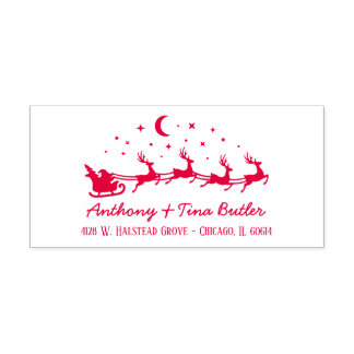 Custom Santa Sleigh & Reindeers Holiday Zelfinktende Stempel