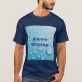 Custom Save Water Text Bleu Basic Dark T-Shirt (Devant)