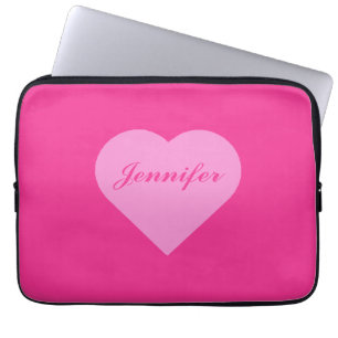 Custom schattig roze minimalistische kalligrafie s laptop sleeve