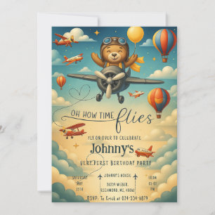Custom schattig Vliegtuig eerste Verjaardag jongen Kaart