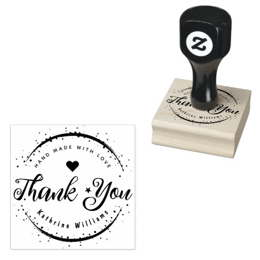 CUSTOM | SCHATTIGE HART ELEGANT DANK U RUBBER STEM 	RUBBERSTEMPEL (Gestempeld)