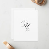 Custom Script Monogram "U" Notitiekaartje (Voorkant / Achterkant in situ)