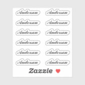 Custom Script Name Stickers One Dozen Per Sheet (Feuille)