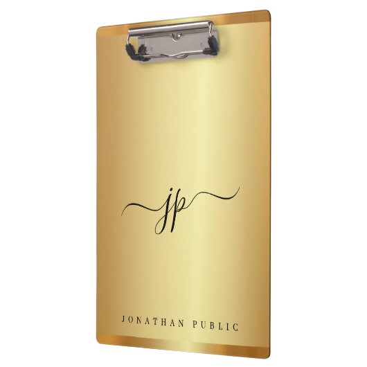 Custom Script Text Monogram Luxury Gold Glamour Klembord (Links)