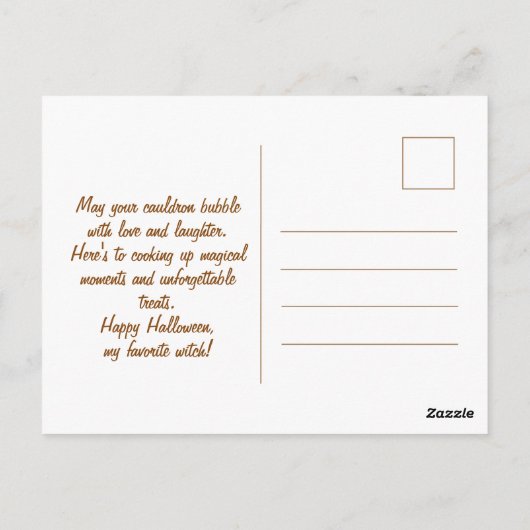 Custom Script Zwart Sinaasappel Halloween Witch Briefkaart (Achterkant)