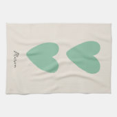 Custom Seafoam Green Mint Hart Keukenhanddoek (Horizontaal)