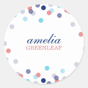 CUSTOM SEAL schattig confetti dot patroon koraal b Ronde Sticker