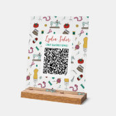 Custom Seamstress Tools QR Code Business Sign (Angle)