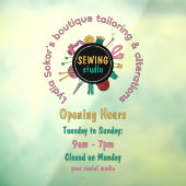 Custom Seamstress Tools QR Code Window Cling Raamsticker (Vel 3)