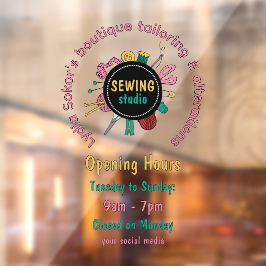 Custom Seamstress Tools QR Code Window Cling Raamsticker (Vel 2)