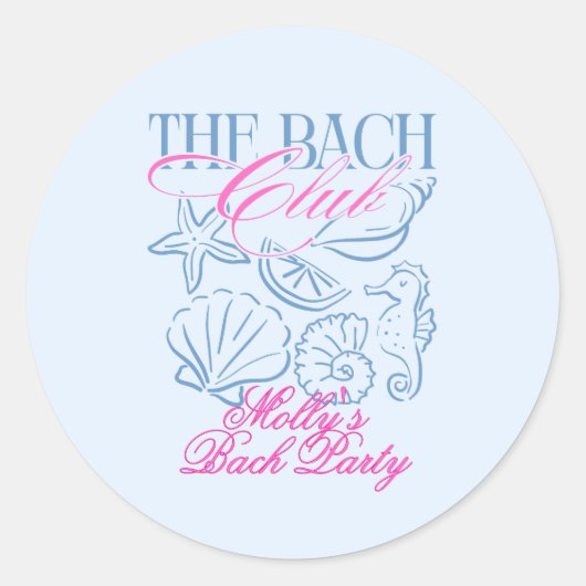 Custom Seashell Coastal Bachelorette Sticker (Voorkant)