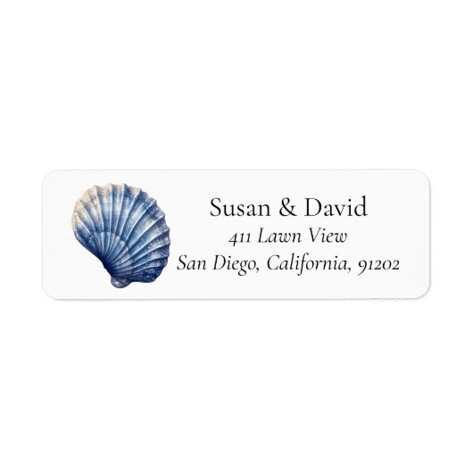 Custom Seashell Coastal Beach Etiket (Voorkant)