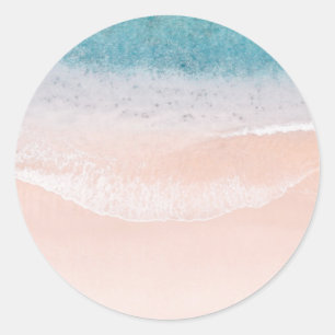 Custom Seaside Beach Sand Blue Zee Blank Sjabloon Ronde Sticker