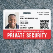 Custom Security Guard ID Foto Logo Naam Rood Badge