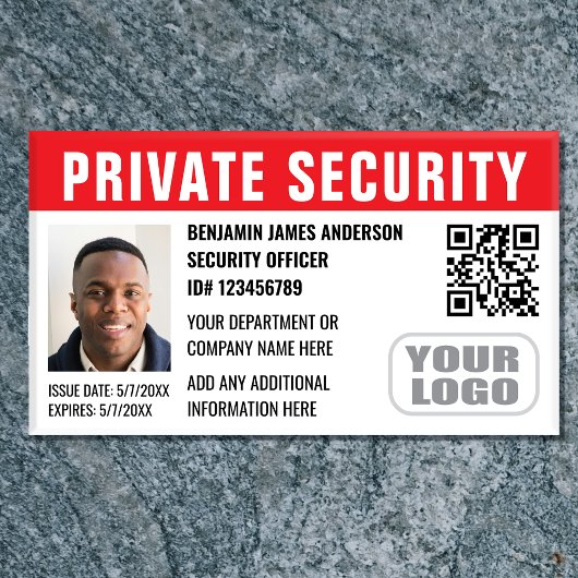 Custom Security Guard ID Foto Logo Rood Naambadge