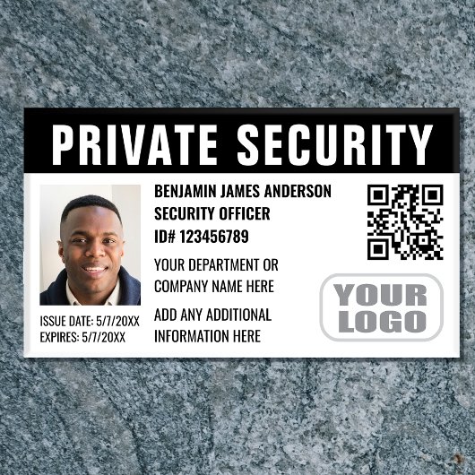 Custom Security Guard ID Foto Logo Zwart Naambadge