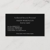 Custom Security Guard ID Photo Black Badge | Profe Visitekaartje (Achterkant)