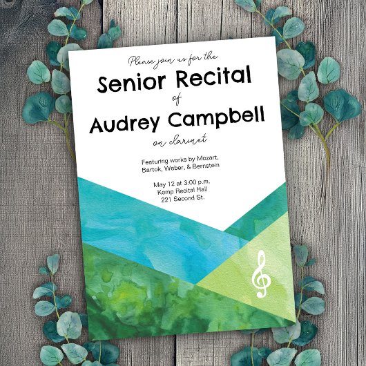 Custom Senior Overweging Muziek Thema Uitnodiging