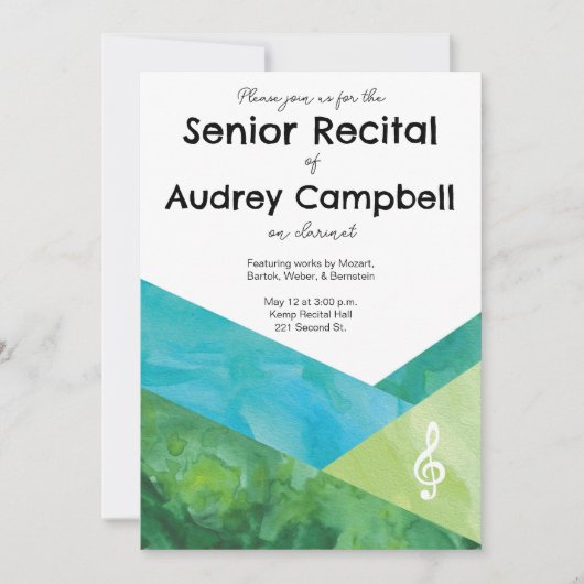 Custom Senior Overweging Muziek Thema Uitnodiging (Voorkant)