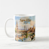 Custom Seville Spain Plaza de Espana Watercolor Koffiemok (Links)
