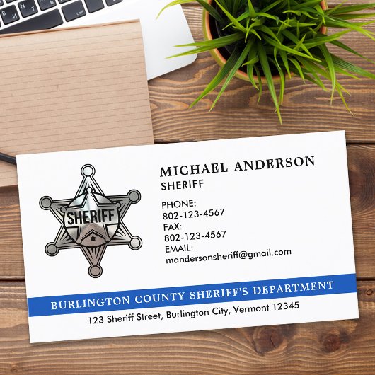 Custom Sheriff Police Officer Wetshandhaving Logo Visitekaartje