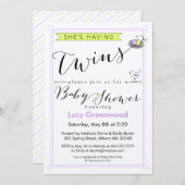 Custom She's Twins Baby shower Invitation (Devant / Derrière)