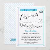 Custom She's Twins Baby shower Invitation (Devant / Derrière)