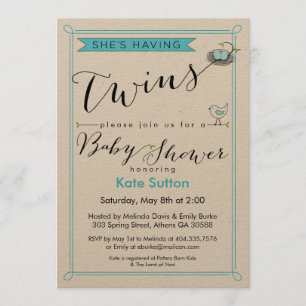 Custom She's Twins Baby shower Invitation