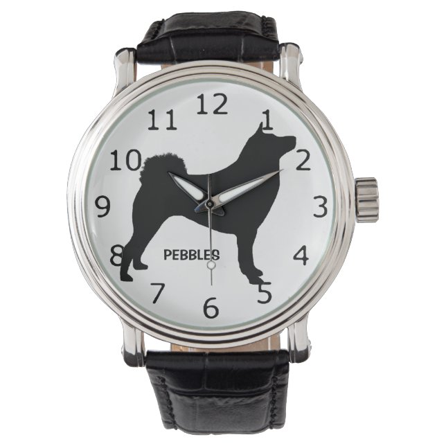 CUSTOM Shiba Inu Dog Silhouette Horloge (Voorkant)