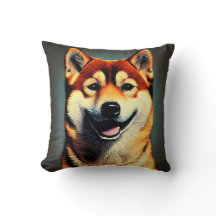 Custom Shiba Portrait Photo Sierkussen