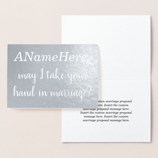 Custom Silver Foil Marriage proposal Kaart (Display)