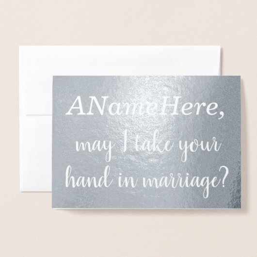 Custom Silver Foil Marriage proposal Kaart (Voorkant met envelop)
