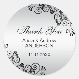 Custom Silver Wedding Jubileum dank u Ronde Sticker