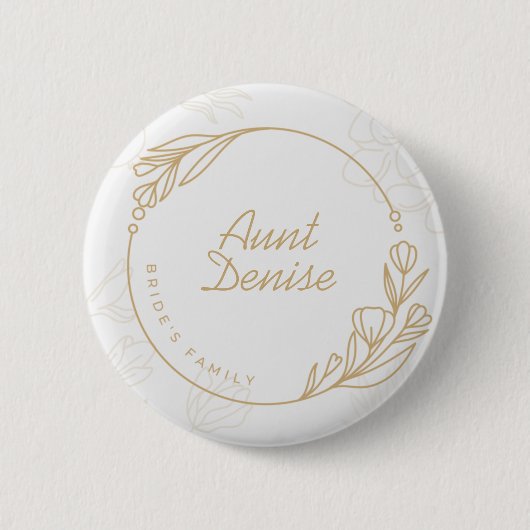 Custom Simple Floral Bride's Family Button (Voorkant)