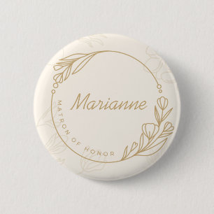 Custom Simple Floral Matron of Honor Button