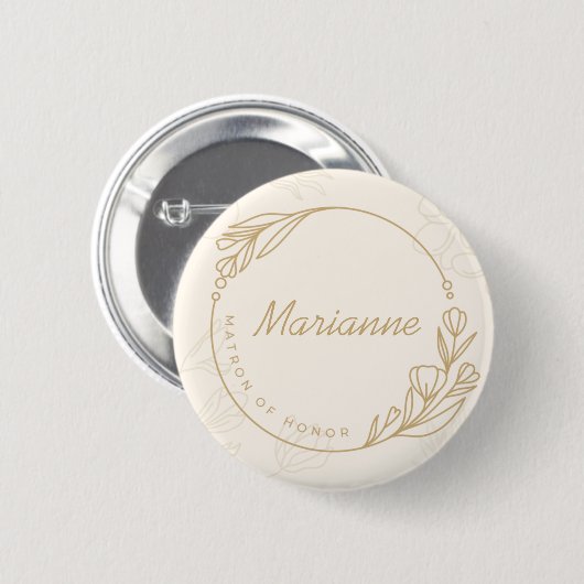 Custom Simple Floral Matron of Honor Button (Voorkant /achterkant)