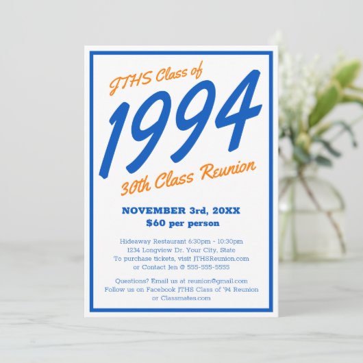 Custom Simple High School Class Reünie Kaart (Staand voorkant)