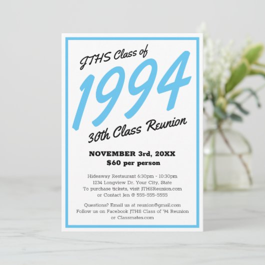 Custom Simple High School Class Reünie Kaart (Staand voorkant)