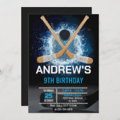 Custom Simple Hockey Birthday Invitation (Devant / Derrière)