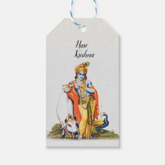 Custom Simple Lord Krishna met koe Gift Label Cadeaulabel (Voorkant)