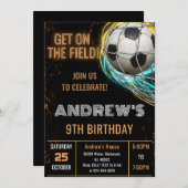 Custom Simple Soccer Birthday Invitation (Devant / Derrière)