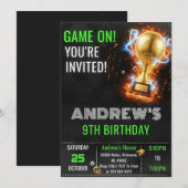 Custom Simple Soccer Birthday Invitation Kaart (Voorkant / Achterkant)
