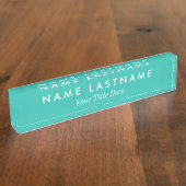Custom Simple Turquoise Teal Minty Modern Title Naambordje (Zijkant)
