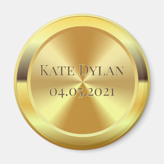 Custom Simulated Engraved Gold Circle Magnet (Devant)