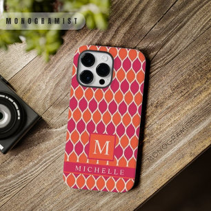 Custom Sinaasappel Roze Wit Geometrisch Case-Mate iPhone 14 Pro Max Hoesje