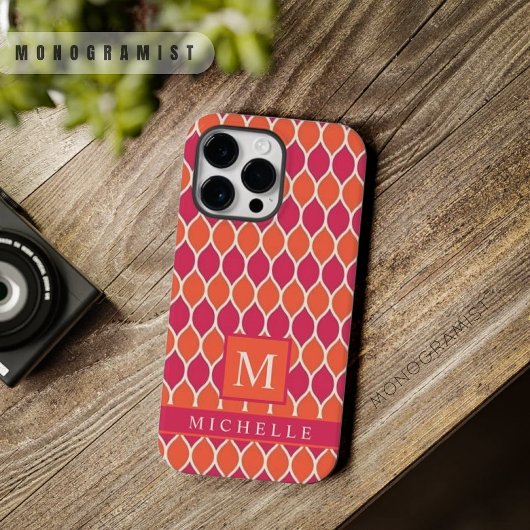 Custom Sinaasappel Roze Wit Geometrisch Case-Mate iPhone Case