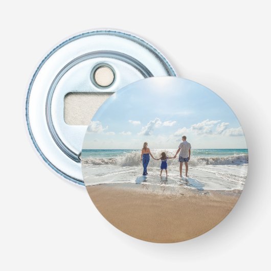 Custom Single Photo Personalized  Button Flesopener (Voorkant)