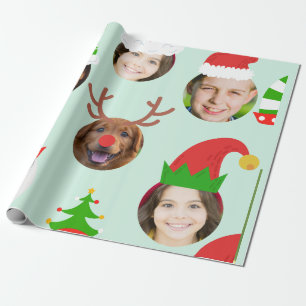 Custom Six Photo Christmas Crew Grappig cadeau Cadeaupapier